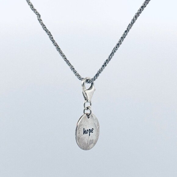 Estate Sterling Silver 925 “Hope” Pendant Necklace 17” Chain, 6.40g, Thailand